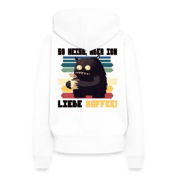 So heiss, aber ich liebe Kaffee - Monster - Frauen Premium Bio Hoodie - Weiß - Hinten - Julia (174cm)