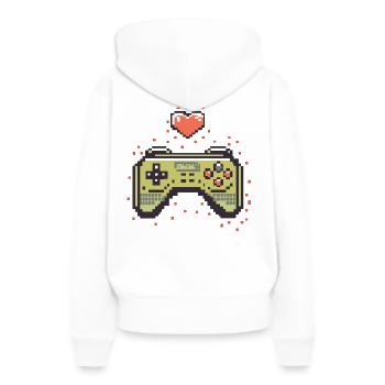 zocken - Frauen Premium Bio Hoodie - Weiß - Hinten - Julia (174cm)