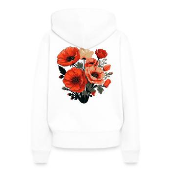 Fleurs Fête des Mères - Sweat à capuche Premium bio Femme - blanc - Dos - Julia (174cm)