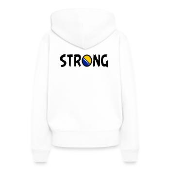 Bosnie forte, drapeau cool de Bosnie, ADN de Bosnie, Bosnie - Sweat à capuche Premium bio Femme - blanc - Dos - Julia (174cm)