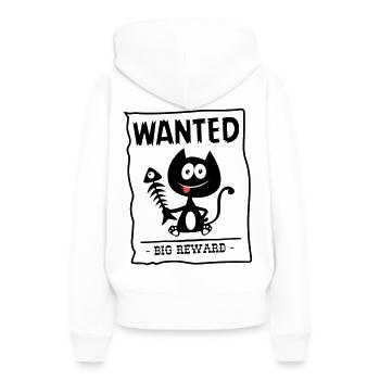 Chat gesucht! Katze von der Polizei gesucht, Humor - Frauen Premium Bio Hoodie - Weiß - Hinten - Julia (174cm)