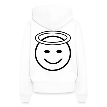 Emoji Heiligenschein Skizze schwarz - Frauen Premium Bio Hoodie - Weiß - Hinten - Julia (174cm)