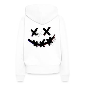 X stummes crazy Smile - Frauen Premium Bio Hoodie - Weiß - Hinten - Julia (174cm)