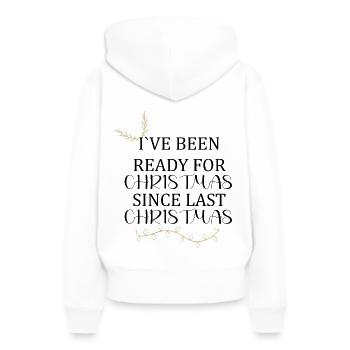 Prêt pour Noël - Sweat à capuche Premium bio Femme - blanc - Dos - Julia (174cm)