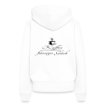 Kaffee - flüssiges Glück - Frauen Premium Bio Hoodie - Weiß - Hinten - Julia (174cm)