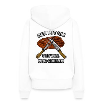 Will nur grillen Grillfleisch Braten Grillsaison - Frauen Premium Bio Hoodie - Weiß - Hinten - Julia (174cm)