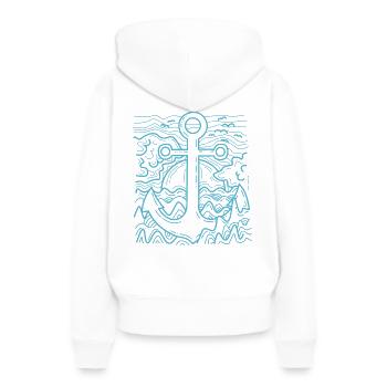 Anker - Frauen Premium Bio Hoodie - Weiß - Hinten - Julia (174cm)