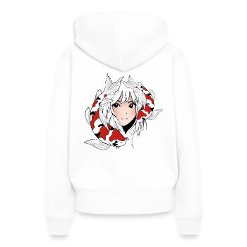 Anime Otaku Koi - Sweat à capuche Premium bio Femme - blanc - Dos - Julia (174cm)