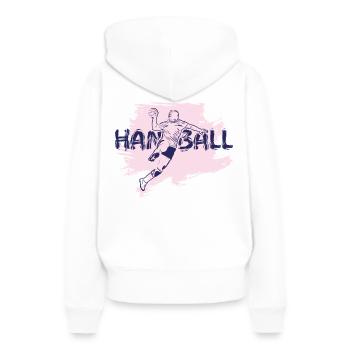 Handballspieler - Frauen Premium Bio Hoodie - Weiß - Hinten - Julia (174cm)