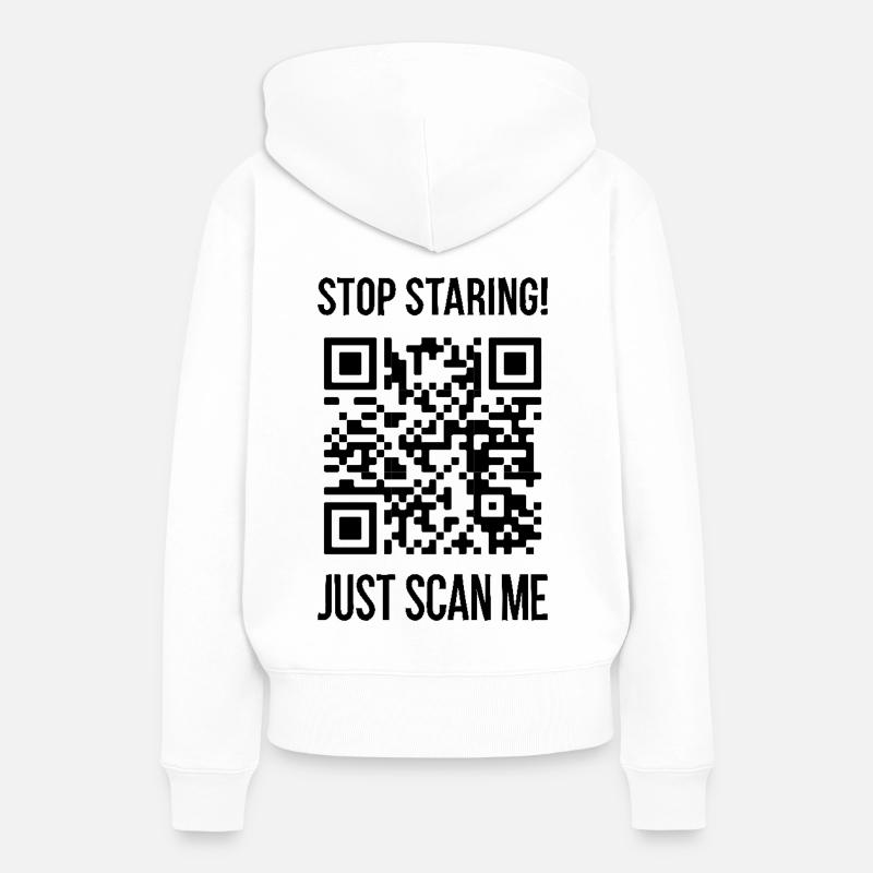 Scannez-moi le code QR Choisissez tous les jours Amabilité - Sweat à capuche Premium bio Femme - blanc
