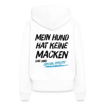 Mein Hund hat keine Macken das sind Special Effect - Frauen Premium Bio Hoodie - Weiß - Hinten - Julia (174cm)