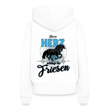 schwarzes Pferd Friese Pferdespruch Reiten - Frauen Premium Bio Hoodie - Weiß - Hinten - Julia (174cm)