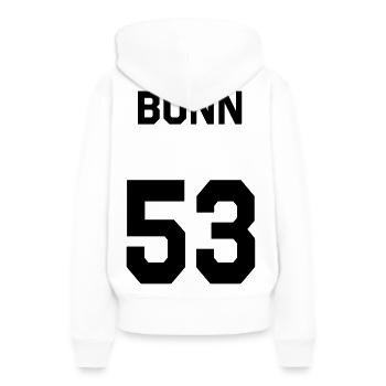 Bonn 53 - Sweat à capuche Premium bio Femme - blanc - Dos - Julia (174cm)