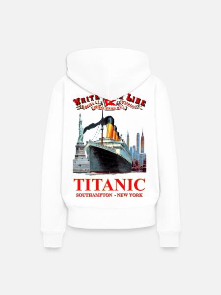 PAQUEBOT TITANIC création Louis RUNEMBERG © Adagp - Sweat à capuche Premium bio Femme - blanc