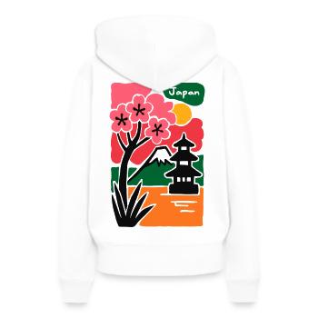 Sakura Tempel am See Japan - Frauen Premium Bio Hoodie - Weiß - Hinten - Julia (174cm)