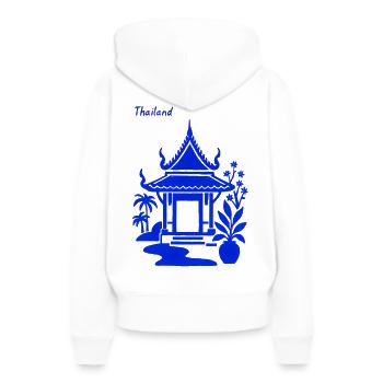 Blauer Thailändischer Pavillon - Frauen Premium Bio Hoodie - Weiß - Hinten - Julia (174cm)