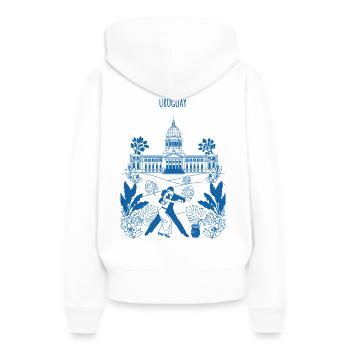 Capitole Uruguay Tango - Sweat à capuche Premium bio Femme - blanc - Dos - Julia (174cm)
