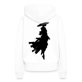 Sorcière en vol silhouette mystique - Sweat à capuche Premium bio Femme - blanc - Dos - Julia (174cm)
