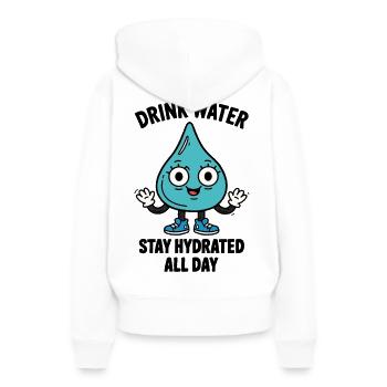 Wassertropfenheld – Trinke Wasser - Frauen Premium Bio Hoodie - Weiß - Hinten - Julia (174cm)