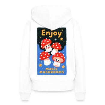 Savourez des champignons colorés - Sweat à capuche Premium bio Femme - blanc - Dos - Julia (174cm)