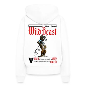 Ein Mensch ohne Ethik ist ein Tier. Rot - Frauen Premium Bio Hoodie - Weiß - Hinten - Julia (174cm)