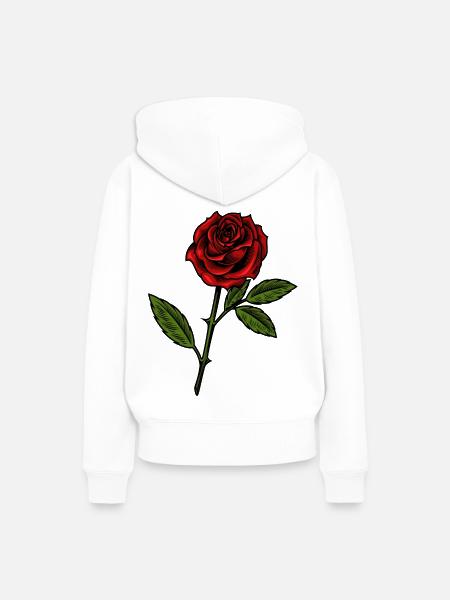 rote Rose - Frauen Premium Bio Hoodie - Weiß