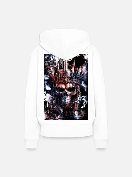 Dunkler gotischer Stadtschädel / Schädel - Frauen Premium Bio Hoodie - Weiß