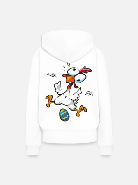 Ostern verrücktes Huhn Osterei Hühner - Dame Premium hoodie, økologisk bomuld - hvid