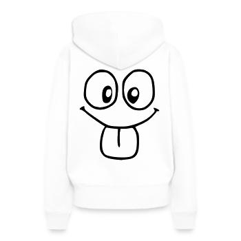 Emoji albern Skizze schwarz - Frauen Premium Bio Hoodie - Weiß - Hinten - Julia (174cm)