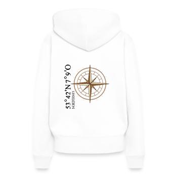 Norderney Koordinaten Insel - Frauen Premium Bio Hoodie - Weiß - Hinten - Julia (174cm)