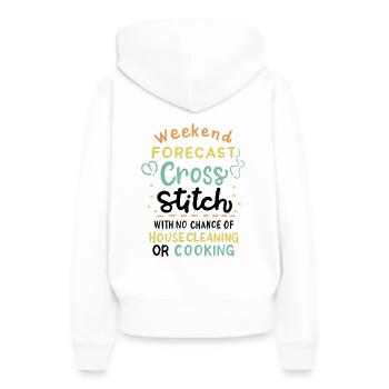 Cross Stich Handarbeiten - Frauen Premium Bio Hoodie - Weiß - Hinten - Julia (174cm)
