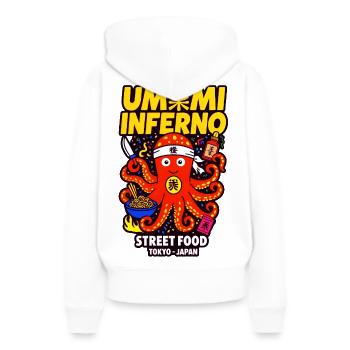 Umami Inferno - Street Food Tokyo - Sweat à capuche Premium bio Femme - blanc - Dos - Julia (174cm)