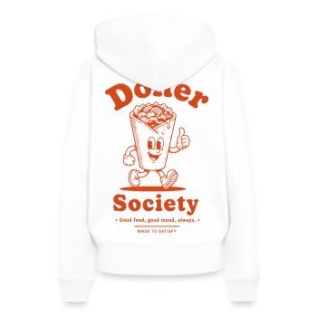 Döner Society  - Frauen Premium Bio Hoodie - Weiß - Hinten - Julia (174cm)