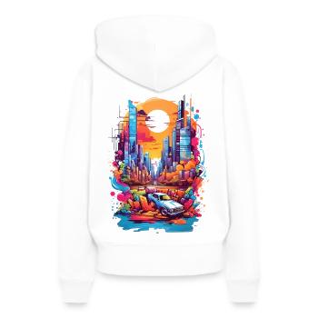 Paysage urbain - Sweat à capuche Premium bio Femme - blanc - Dos - Julia (174cm)
