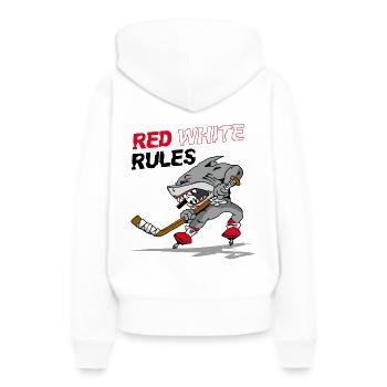 Règles Rouge Blanc - Sweat à capuche Premium bio Femme - blanc - Dos - Julia (174cm)