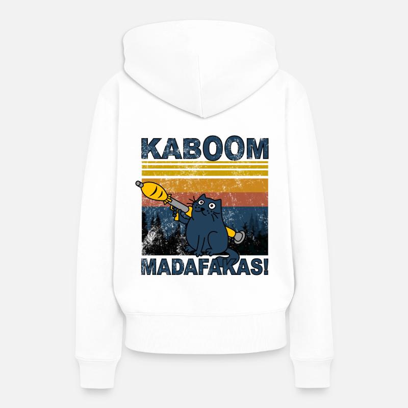 Crazy Cat - Kaboom - Sweat à capuche Premium bio Femme - blanc