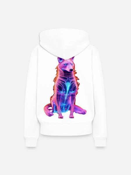 Neon Cyberwolf Kunstdesign - Frauen Premium Bio Hoodie - Weiß