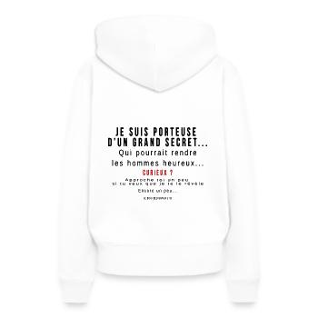 CELIBATAIRE FEMME Technique de drague ! - Sweat à capuche Premium bio Femme - blanc - Dos - Julia (174cm)