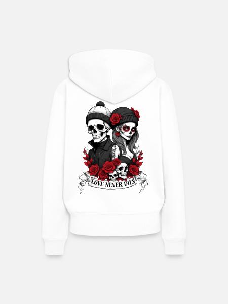 Love Never Dies - Frauen Premium Bio Hoodie - Weiß