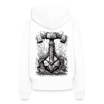 Le marteau de Thor - Sweat à capuche Premium bio Femme - blanc - Dos - Julia (174cm)