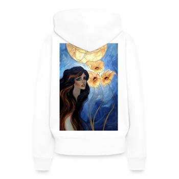 faces - Frauen Premium Bio Hoodie - Weiß - Hinten - Julia (174cm)