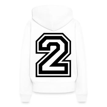 2 Numéro de numéro - Sweat à capuche Premium bio Femme - blanc - Dos - Julia (174cm)