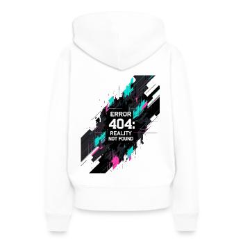 Error: Realität nicht gefunden - Frauen Premium Bio Hoodie - Weiß - Hinten - Julia (174cm)