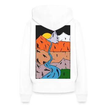 Gebirgsfluss Sonnenuntergang Panorama - Frauen Premium Bio Hoodie - Weiß - Hinten - Julia (174cm)