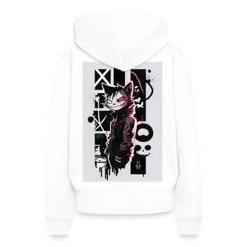 Cat Graffiti Design by ART8NS Art ON Streetwear - Frauen Premium Bio Hoodie - Weiß - Hinten - Julia (174cm)