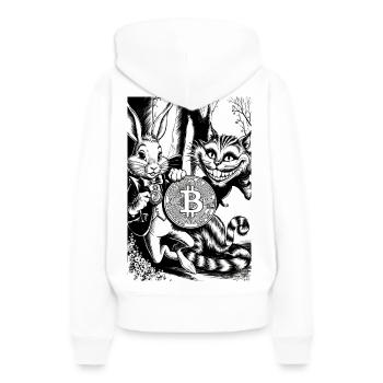 Le bitcoin au pays des merveilles - Sweat à capuche Premium bio Femme - blanc - Dos - Julia (174cm)