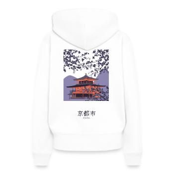 Willkommen in Kyoto - Frauen Premium Bio Hoodie - Weiß - Hinten - Julia (174cm)