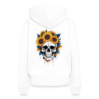Blooming Skull - Frauen Premium Bio Hoodie - Weiß - Hinten - Julia (174cm)