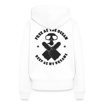 Taucher T-Shirt Tauchsport Tauchsportler - Frauen Premium Bio Hoodie - Weiß - Hinten - Julia (174cm)