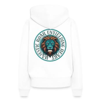 Majestic Roar, Unyielding Heart - Women’s Premium Organic Hoodie - white - Back - Julia (174cm)